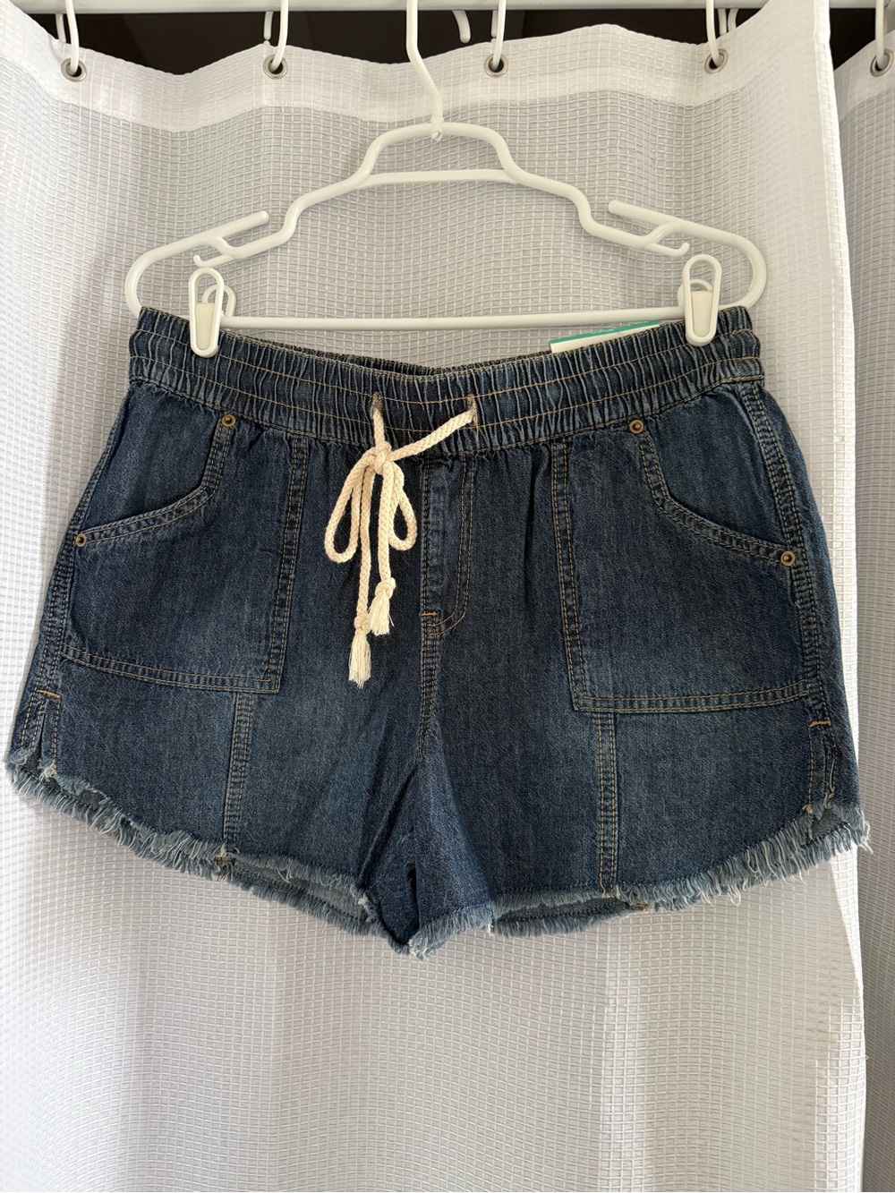 Maurices Women's Dark Blue Denim Drawstring Shorts